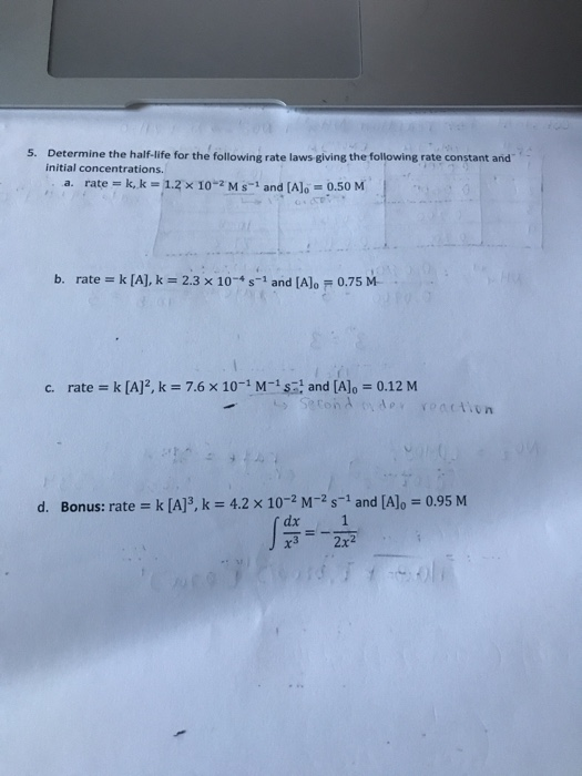 Solved How do we determine what order half life equation we