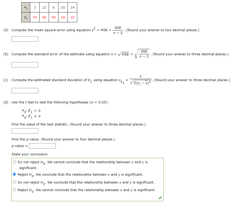 Solved (a) Compute The Mean Square Error Using Equation S2= | Chegg.com