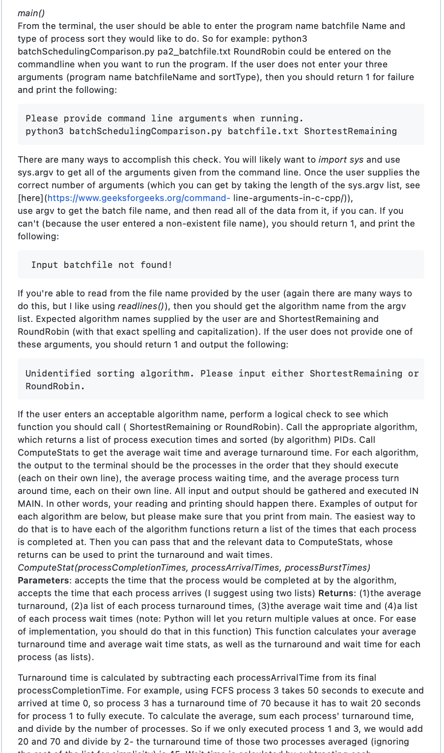 Solved 1. You will simulate round robin sort and shortest | Chegg.com