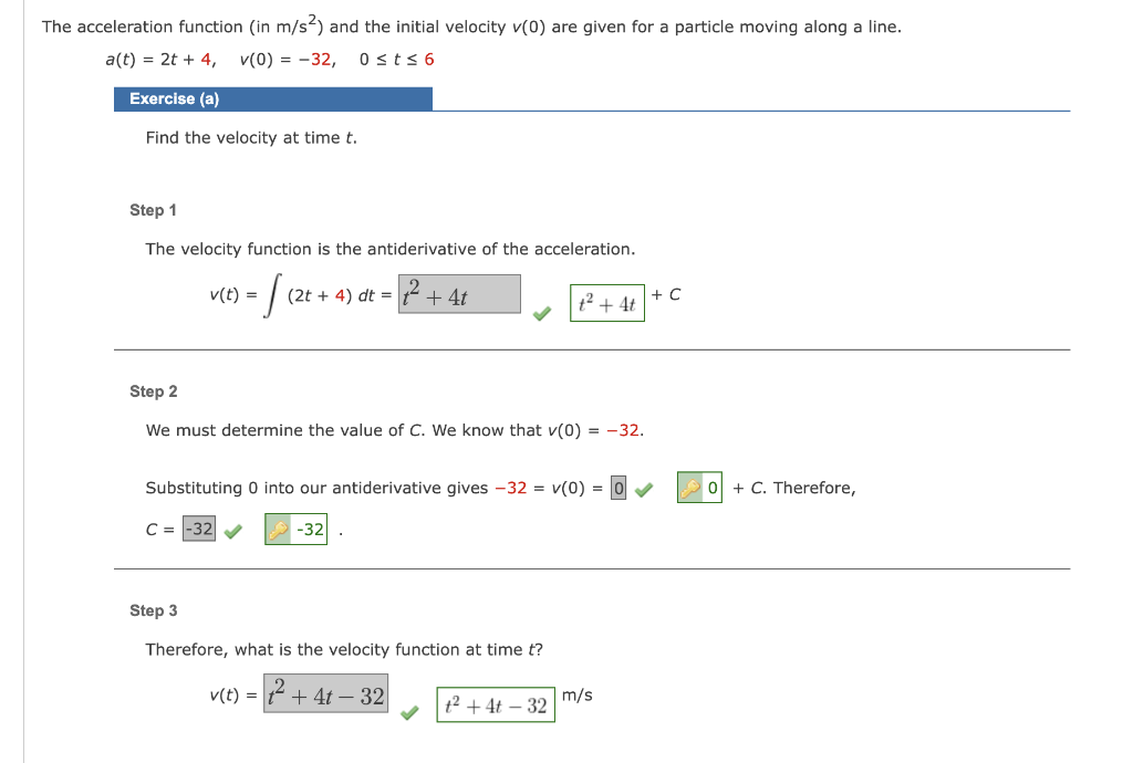 Solved The acceleration function (in m/s2) and the initial | Chegg.com