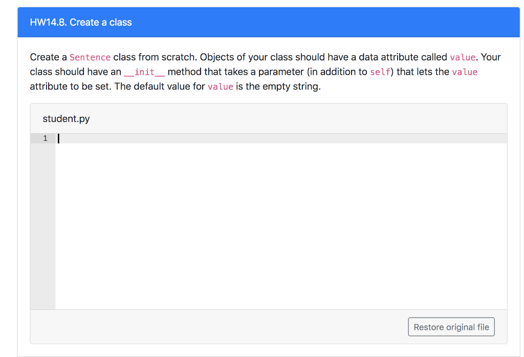 Solved: HW14.8. Create A Class Create A Sentence Class Fro... | Chegg.com