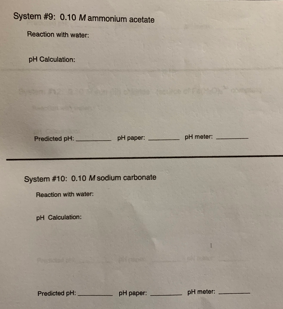 Solved Calculate the ph of the following weak acid/bases and