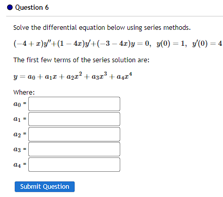 Solved Question 6Solve the differential equation below using | Chegg.com