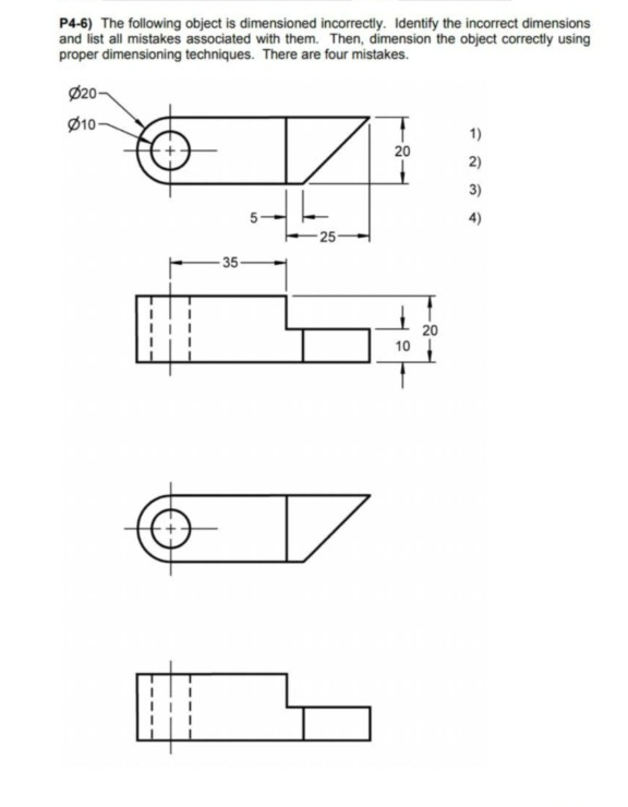 Solved P4-6) The following object is dimensioned | Chegg.com