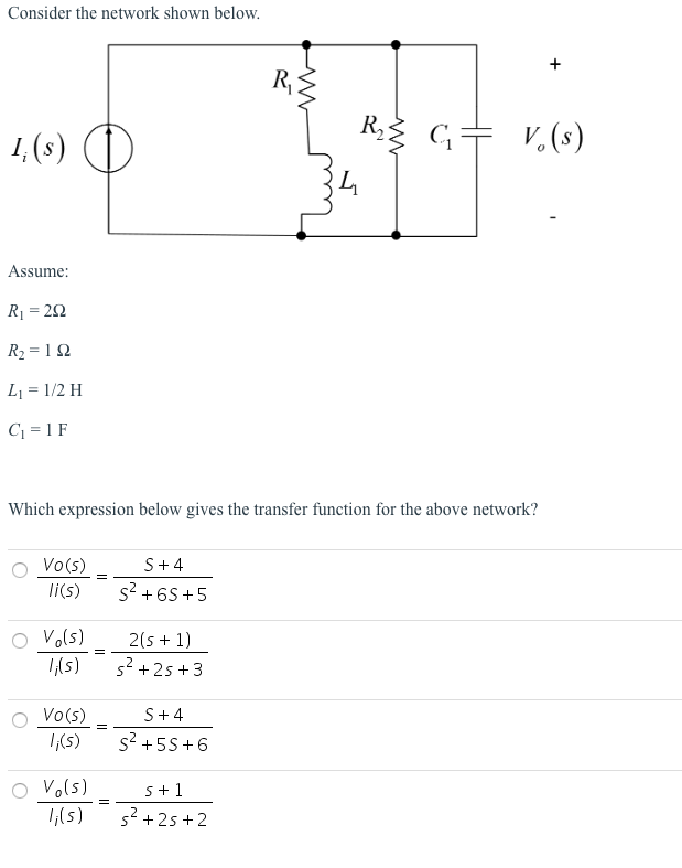Solved Consider the network shown below. v.(s) (s) 1 (s) | Chegg.com