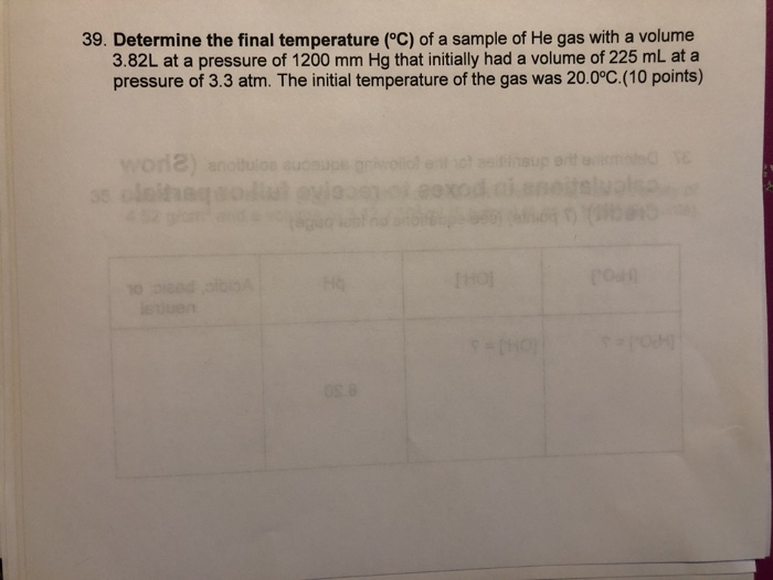 Solved 39. Determine The Final Temperature (°C) Of A Sample | Chegg.com