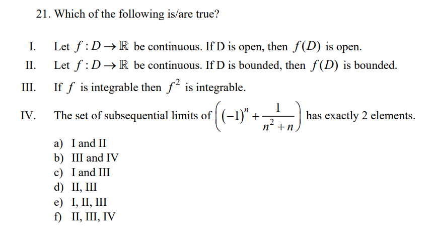 Solved 21 Which Of The Following Is Are True I Ii Iii