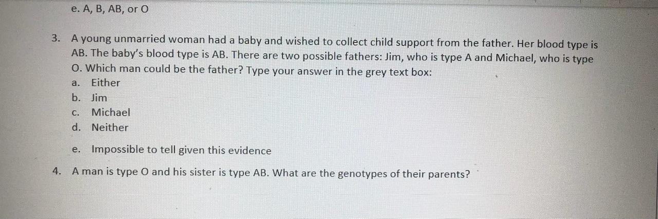 Solved Part 3: Co-Dominance Blood type is a classification | Chegg.com