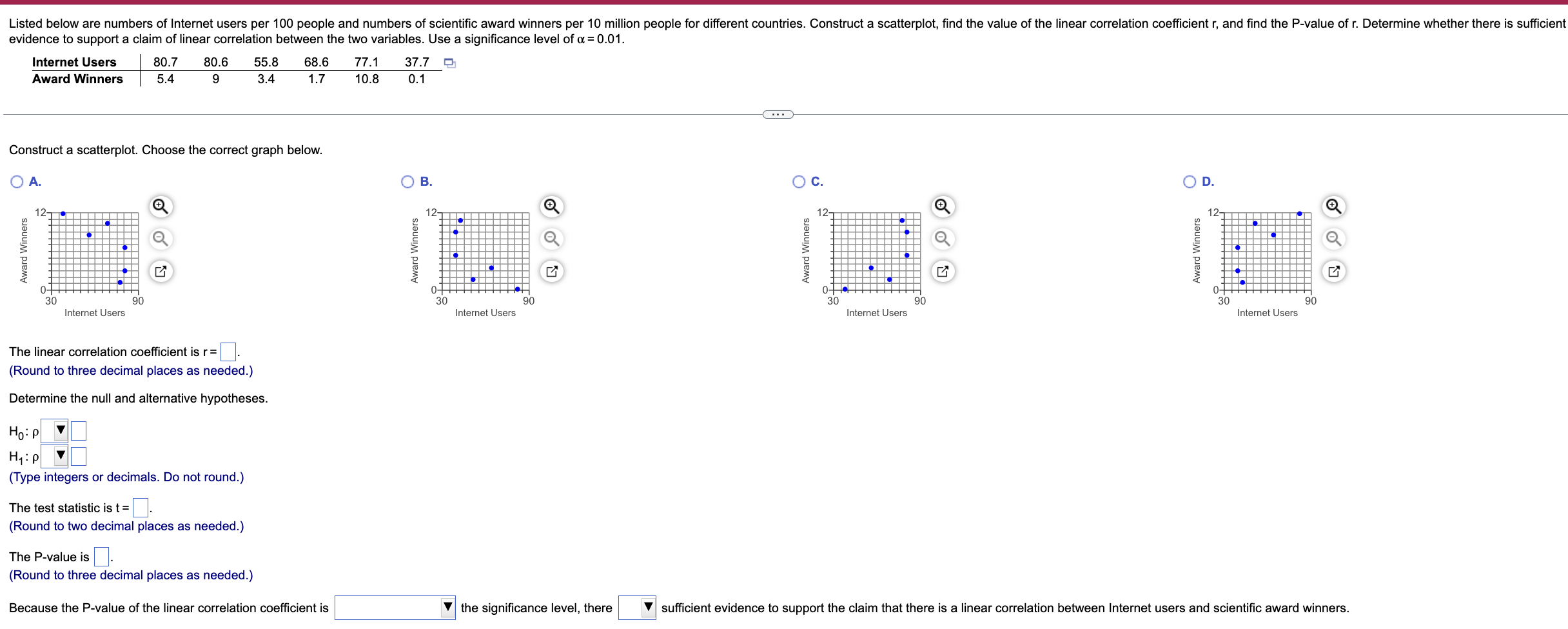 Solved evidence to support a claim of linear correlation chegg