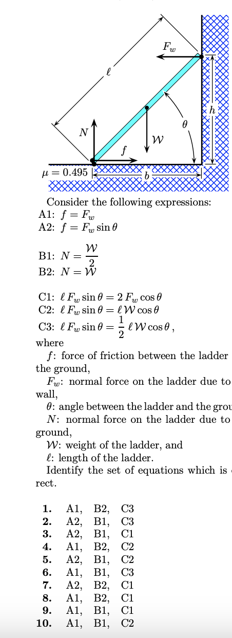 Solved 006 (part 1 of 2 ) 10.0 points A ladder rests against | Chegg.com