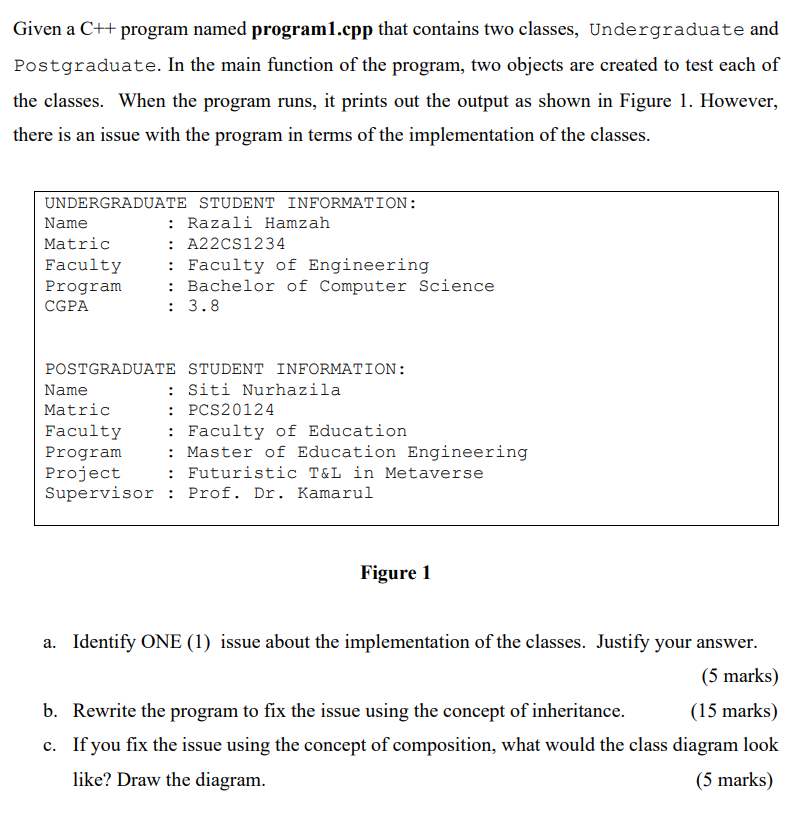 Solved Given a C++ program named programl.cpp that contains | Chegg.com
