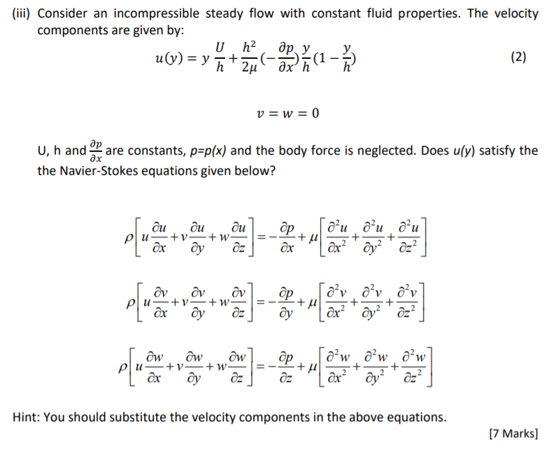 Solved Consider an incompressible steady flow with constant | Chegg.com