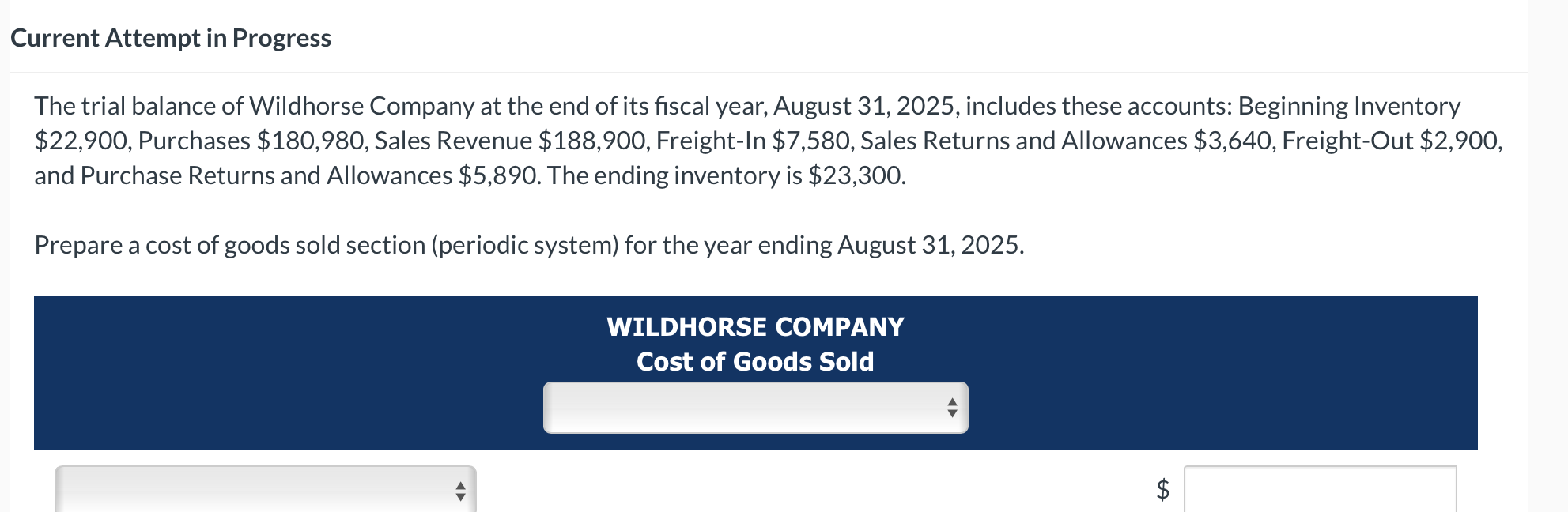 Solved The trial balance of Wildhorse Company at the end of