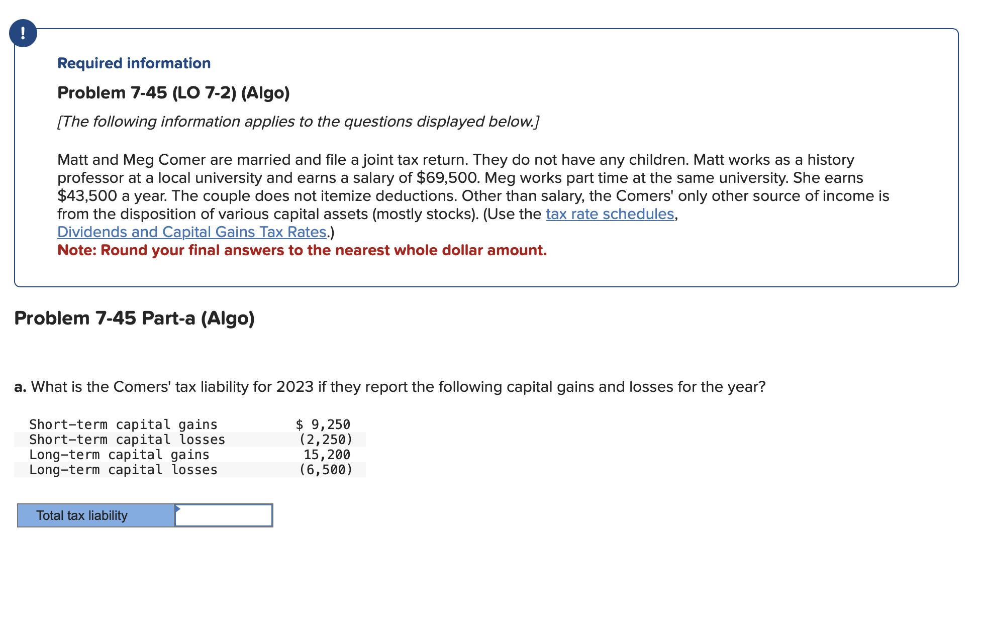 Solved Required Information Problem 7-45 (LO 7-2) (Algo) | Chegg.com