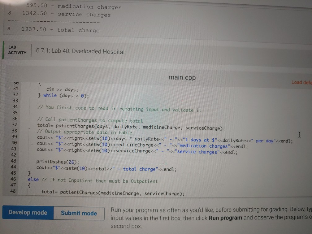 Solved 6.7 Lab 40: Overloaded Hospital Write a program that | Chegg.com