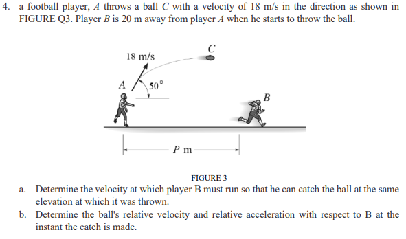 Solved 4. a football player, A throws a ball C with a | Chegg.com
