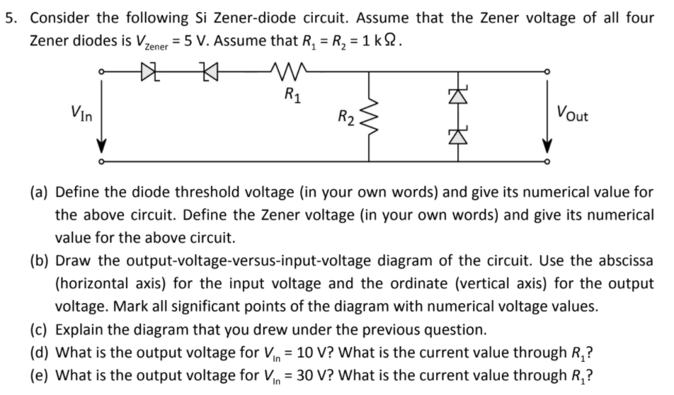 Solved 5. Consider the following Si Zener-diode circuit. | Chegg.com