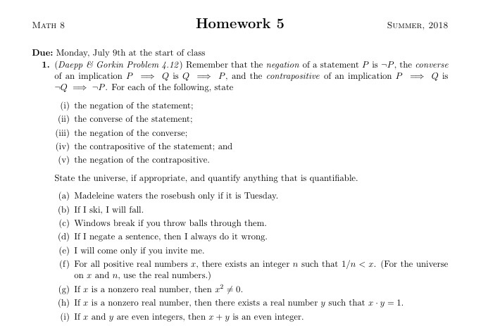 math 8 homework