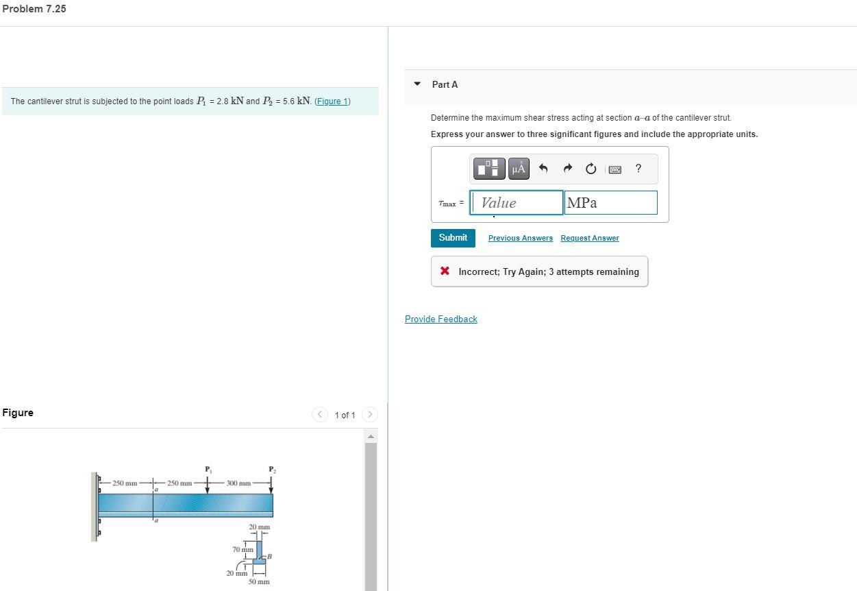 Solved The cantilever strut is subjected to the point loads | Chegg.com