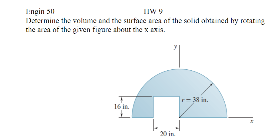 Solved Engin 50 HW 9 Determine the volume and the surface | Chegg.com