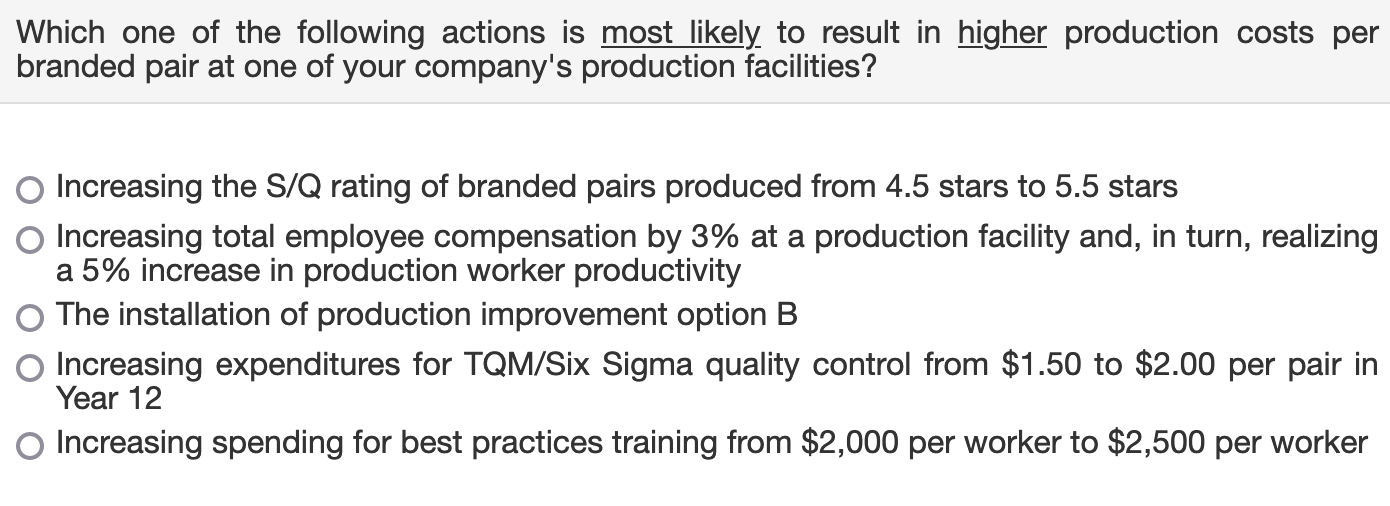 Solved Which one of the following actions is most likely to | Chegg.com