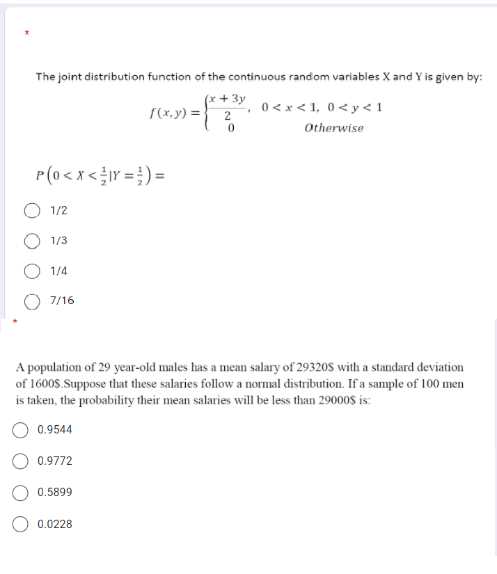 Solved * The joint distribution function of the continuous | Chegg.com