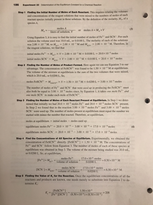 experiment 23 determination equilibrium constant answers