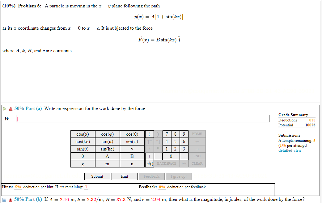 Solved (10\%) Problem 6: A particle is moving in the x−y | Chegg.com