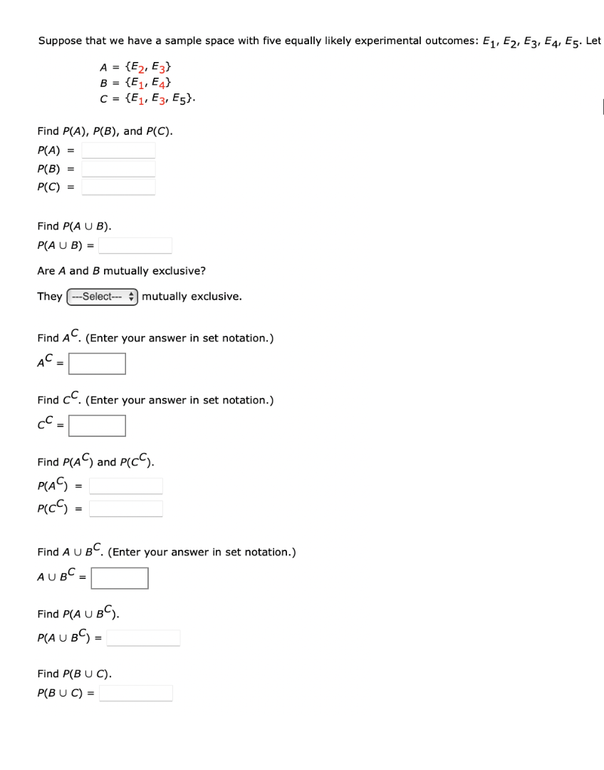 Solved Suppose that we have a sample space with five equally