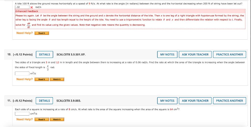 Solved A kite 100 ft above the ground moves horizontally at