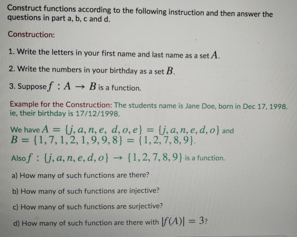 Solved Construct functions according to the following | Chegg.com