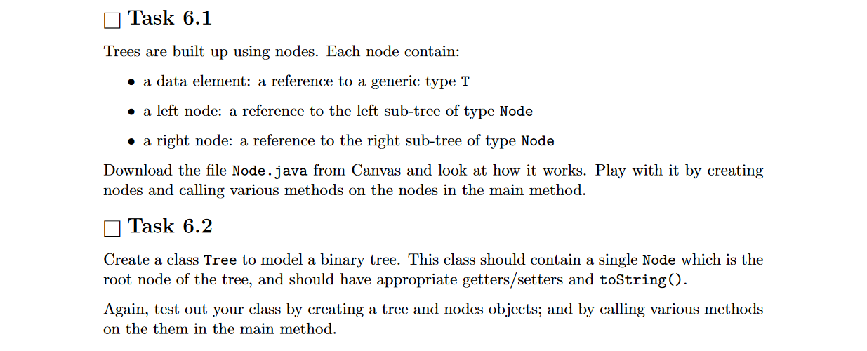 Solved Task 6.1 Trees are built up using nodes. Each node | Chegg.com