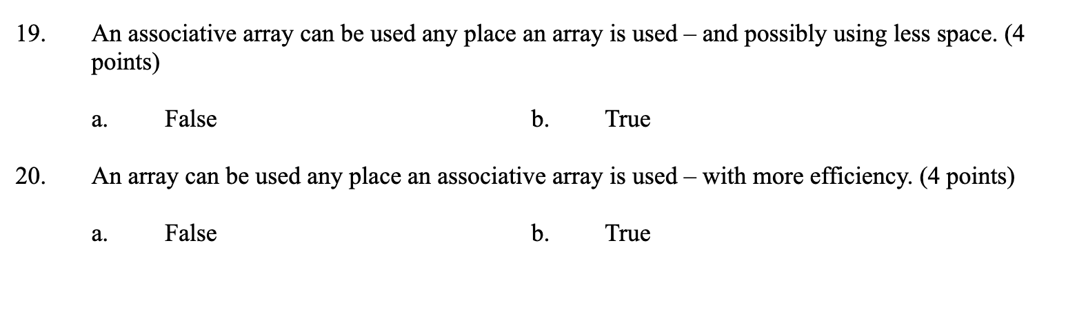 Solved Arrays versus Associative Arrays There are two types | Chegg.com