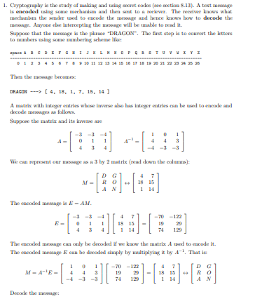 Solved 1. Cryptography is the study of making and using | Chegg.com