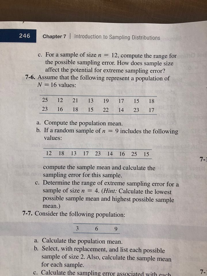 Solved 246 Chapter 7 Introduction To Sampling Chegg Solved 246 Chapter 7 Introduction To Sampling Chegg