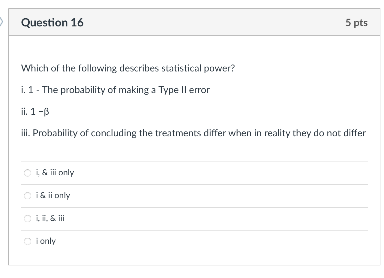 Solved Which of the following describes statistical power? | Chegg.com
