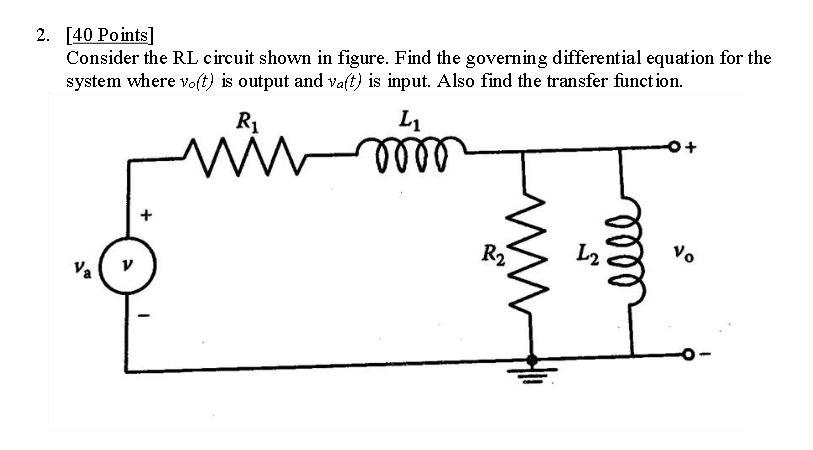 Solved 2. [40 Points] Consider the RL circuit shown in | Chegg.com