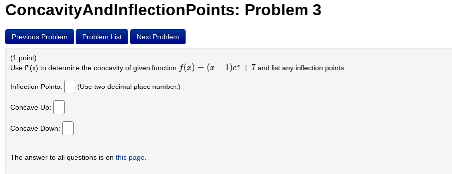 Solved ConcavityAndInflectionPoints: Problem 1 Previous | Chegg.com