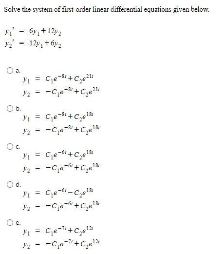 Solved Solve The System Of First-order Linear Differential | Chegg.com