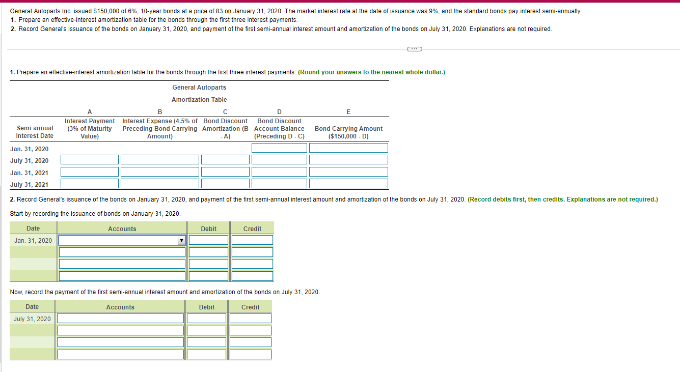 Solved 1. Prepare An Effective-interest Amortization Table 