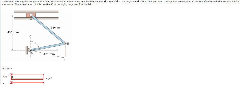 Solved Determine the angular acceleration of AB and the | Chegg.com