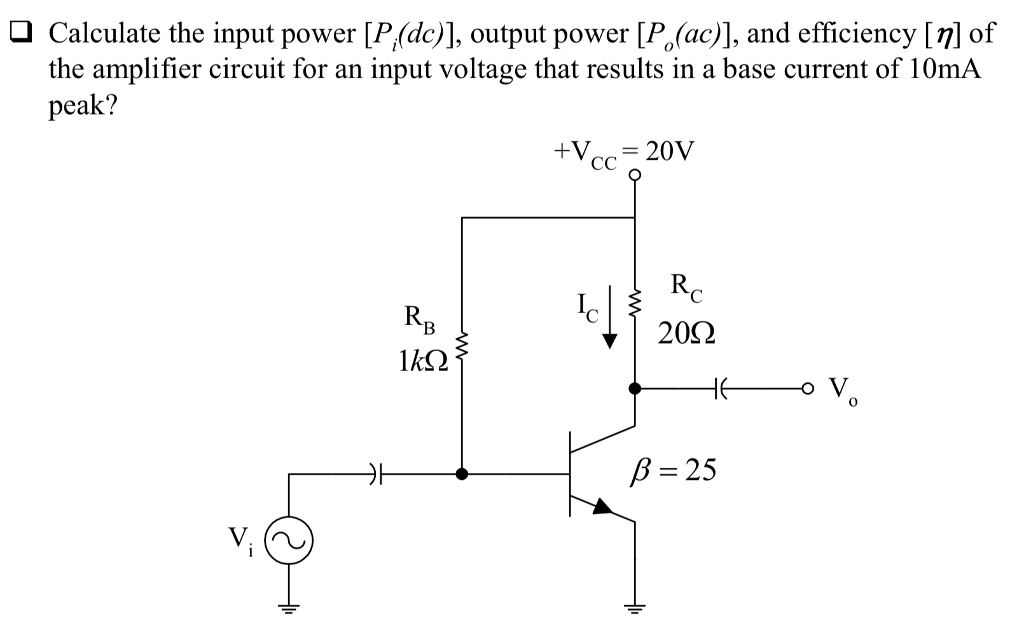 Solved O Calculate The Input Power [P(de)], Output Power | Chegg.com