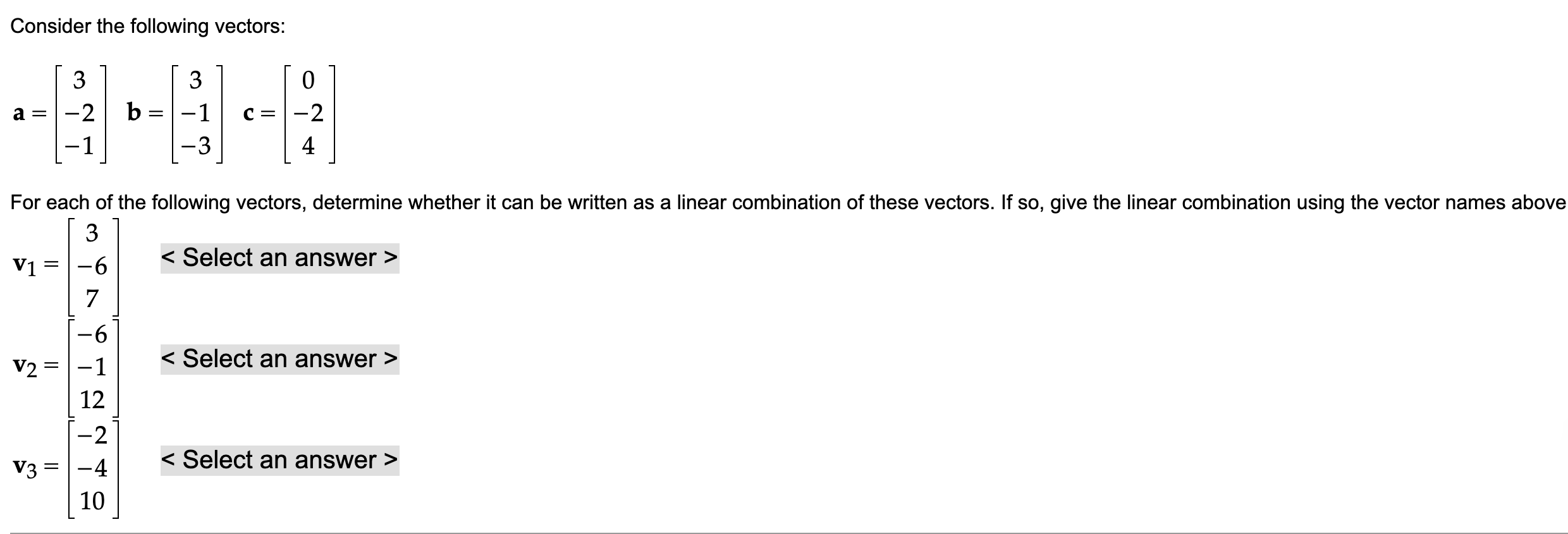 Solved Consider The Following Vectors: | Chegg.com