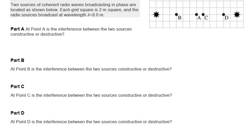 Solved Two Sources Of Coherent Radio Waves Broadcasting In | Chegg.com