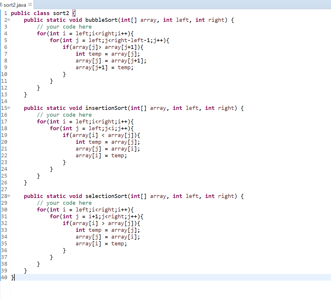 Solved sort2.java x 1 public class sort2 | 20 public static | Chegg.com