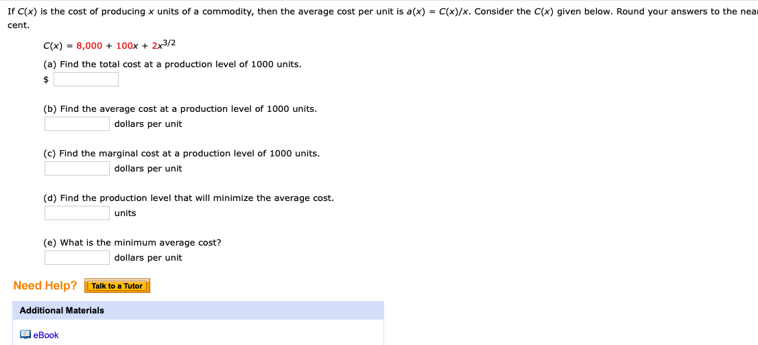 Solved If C X Is The Cost Of Producing X Units Of A Comm Chegg Com
