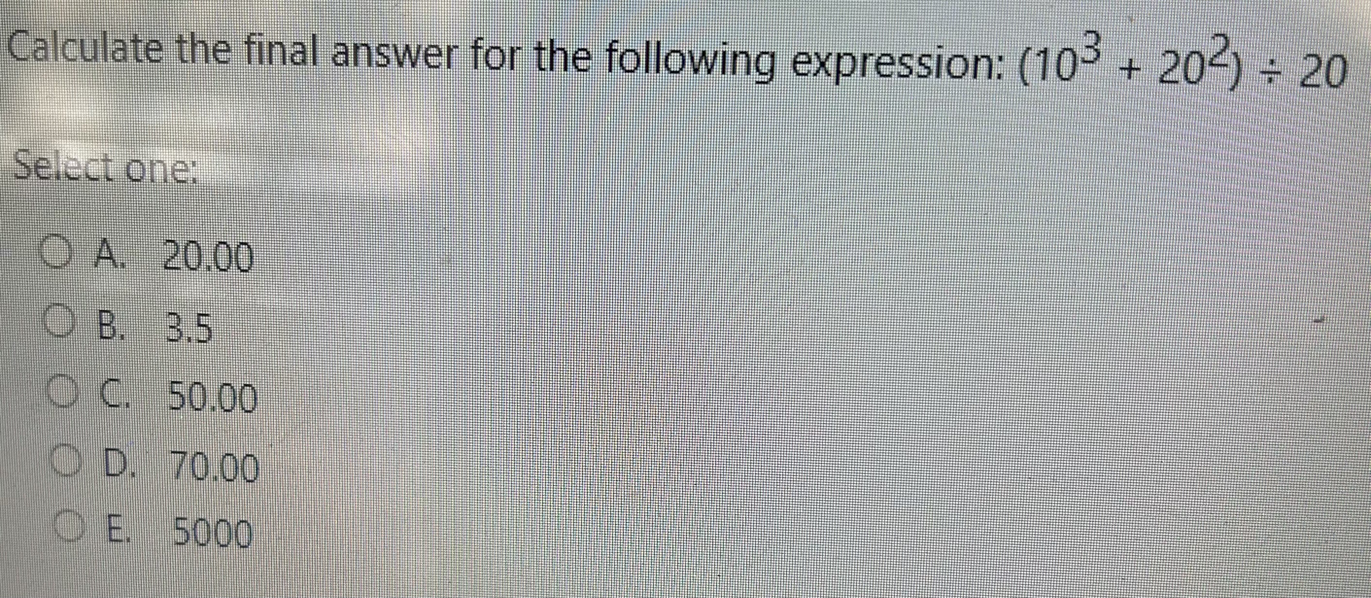 Solved Calculate the final answer for the following | Chegg.com