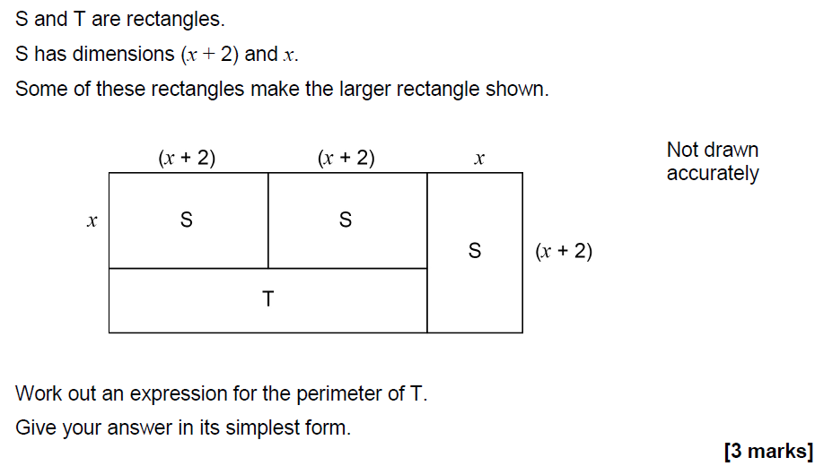 Solved S and T are rectangles. S has dimensions (x + 2) and | Chegg.com