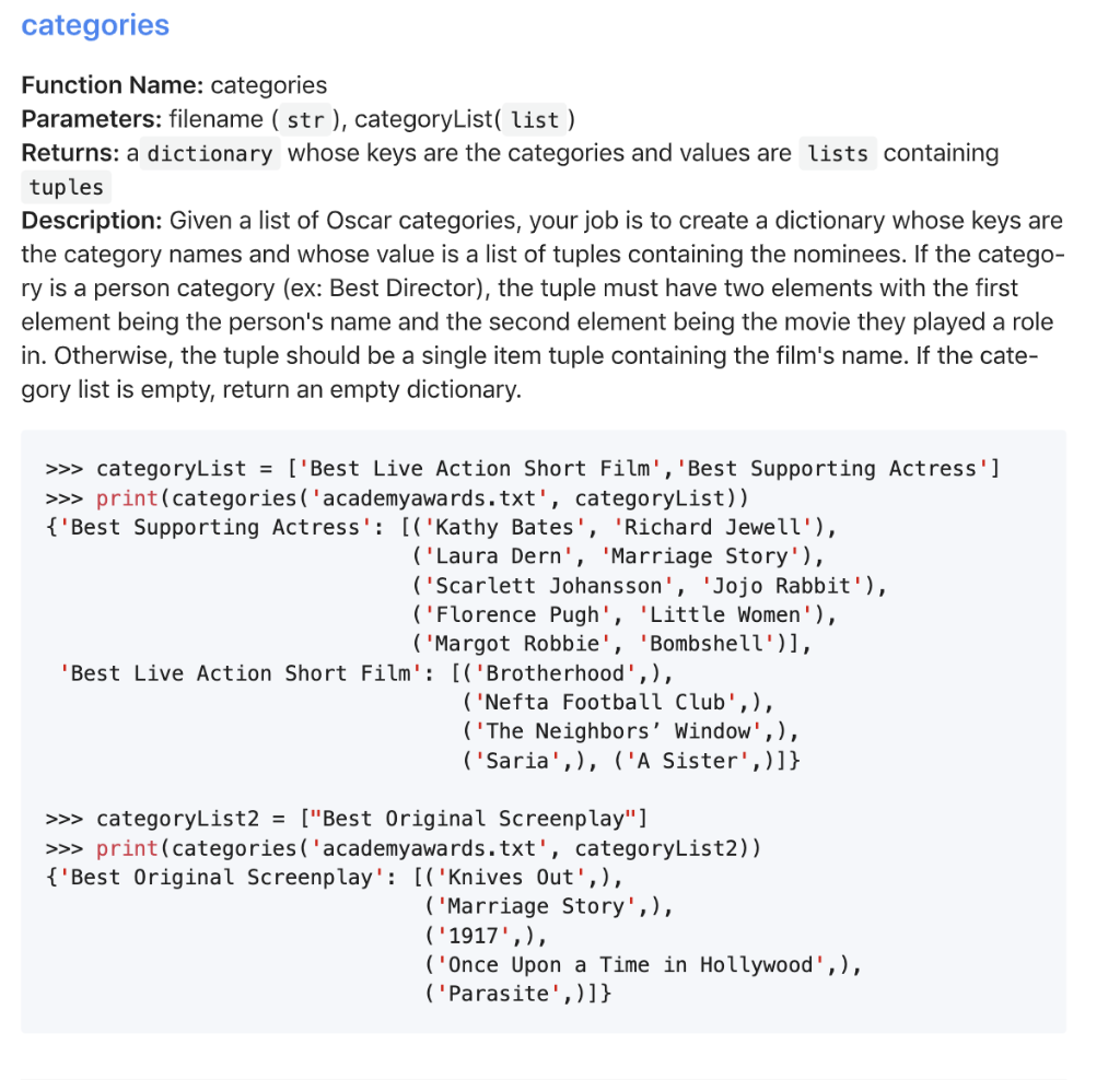 Instructions: The filecontains allt he categories | Chegg.com