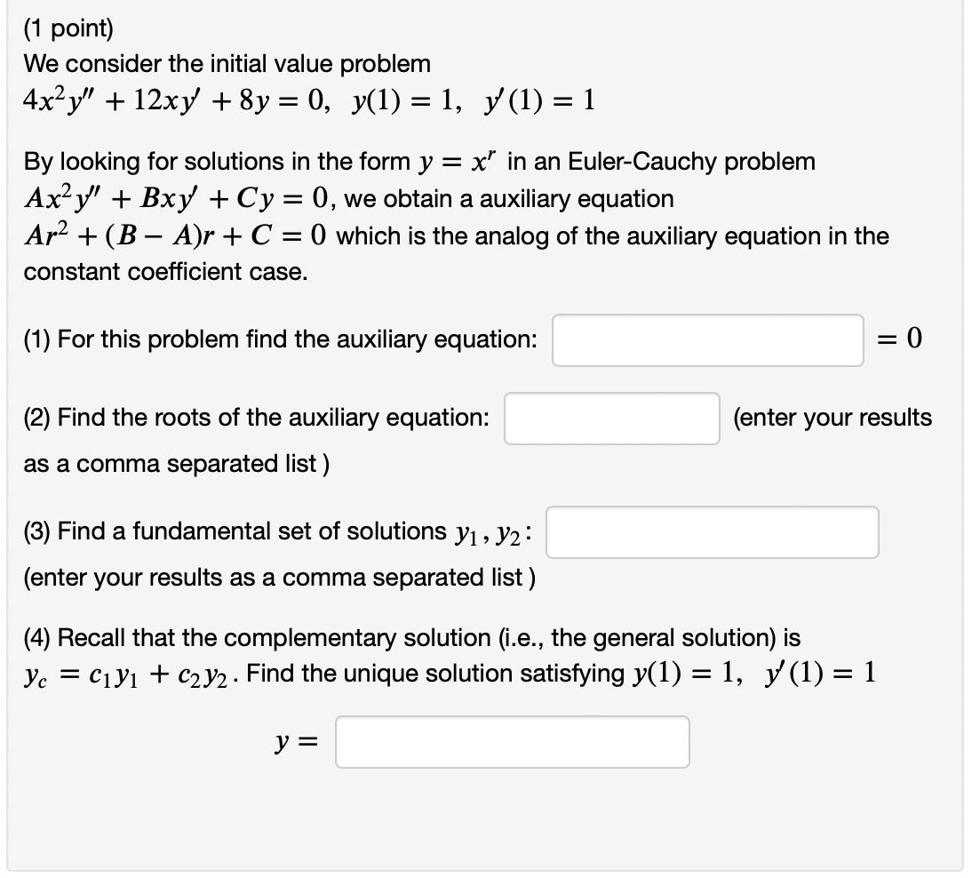 Solved We consider the initial value problem | Chegg.com